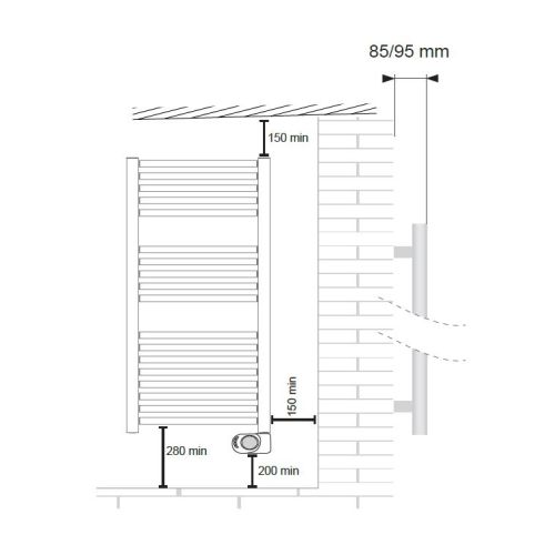 Kopalniški radiator E-Innsbruckwhite, bel, 55x170,3cm