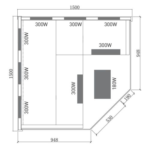 DELUXE infrardeča kabina 3-4 osebe 150x150x200 cm
